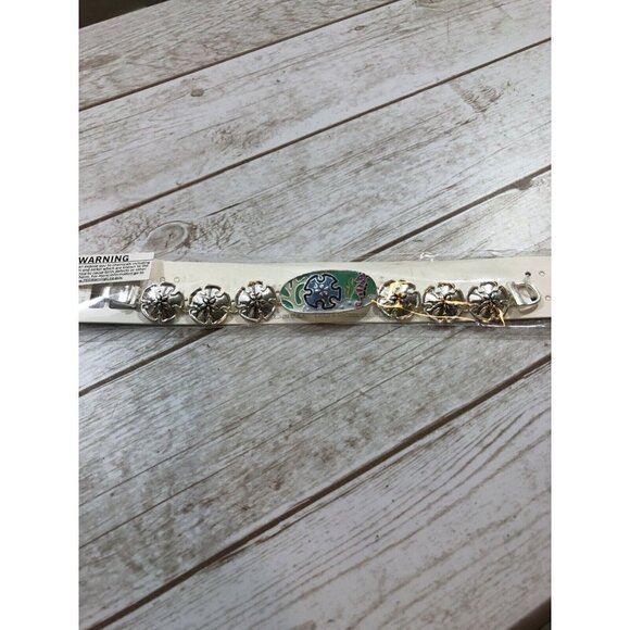 Star Fish Sea Shells Enamel Silver Tone Bracelet - Picture 2 of 7